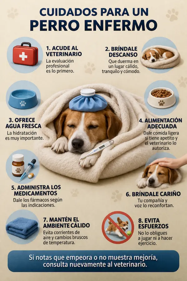 cuidados de un perro enfermo en casa paso a paso