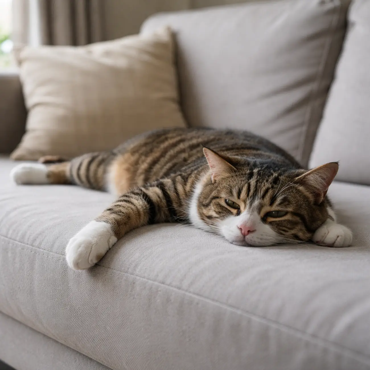 gato apático sin moverse