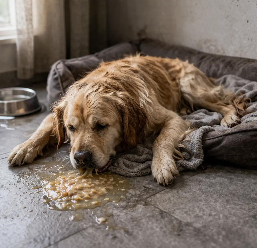 perro vomita y está débil y decaído
